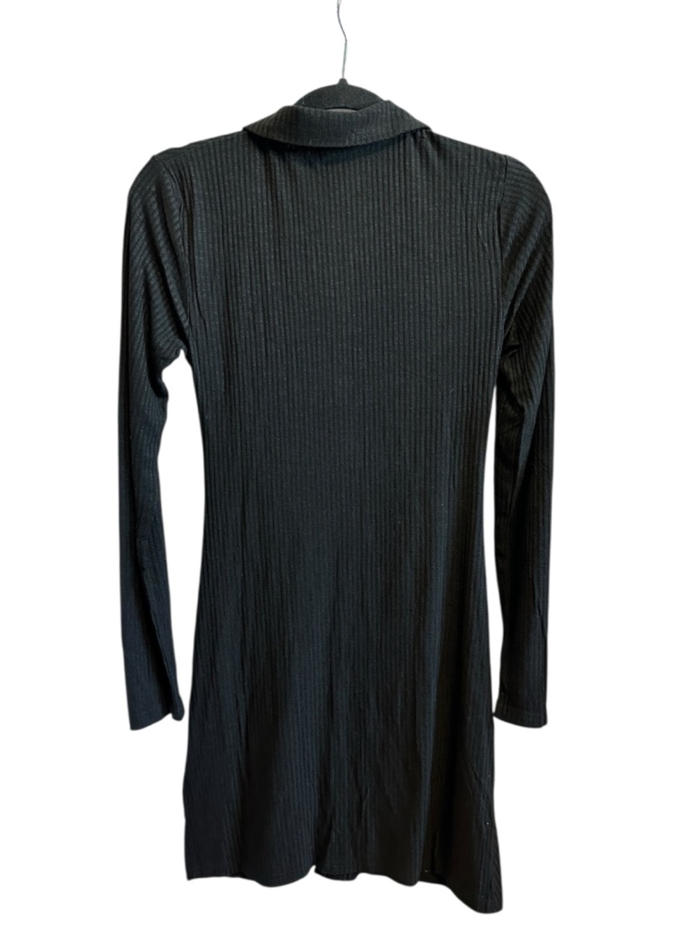 Hem & Thread Black Button-Front Ruched Long-Sleeve Collared Dress - Picture 3 of 4